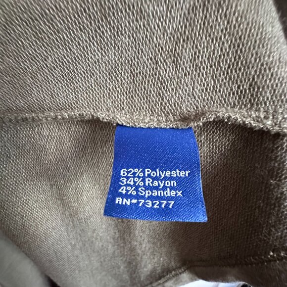 Apt 9 Women's Large Olive Green Sharkbite Hem Top Criss-Cross Elbow Sleeves - Picture 7 of 8